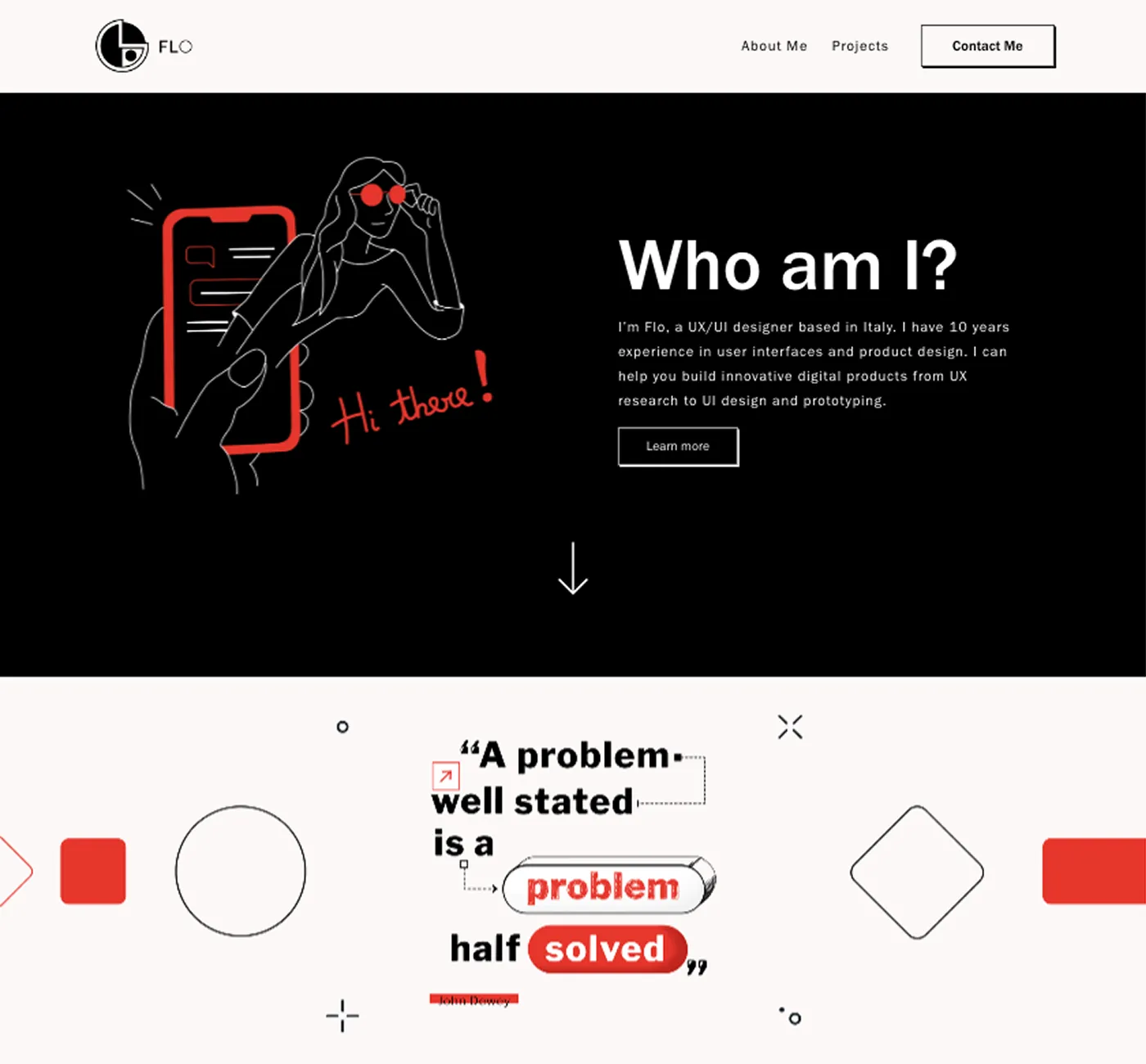 Screenshot of the Portfolio Home from Florinda Sgueglia from march 2025. 